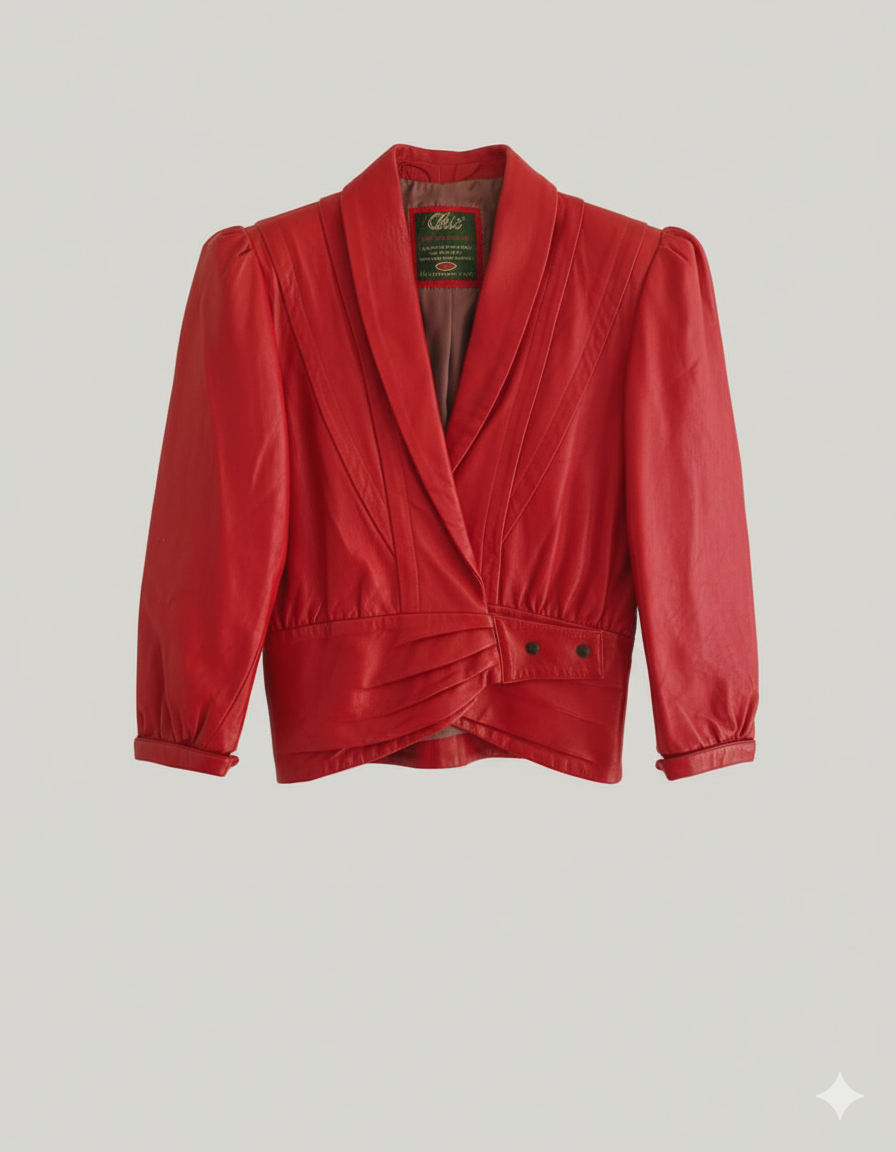Veste Vintage Rouge en Cuir Élégance Audacieuse