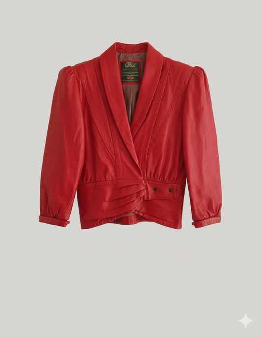 Veste Vintage Rouge en Cuir Élégance Audacieuse