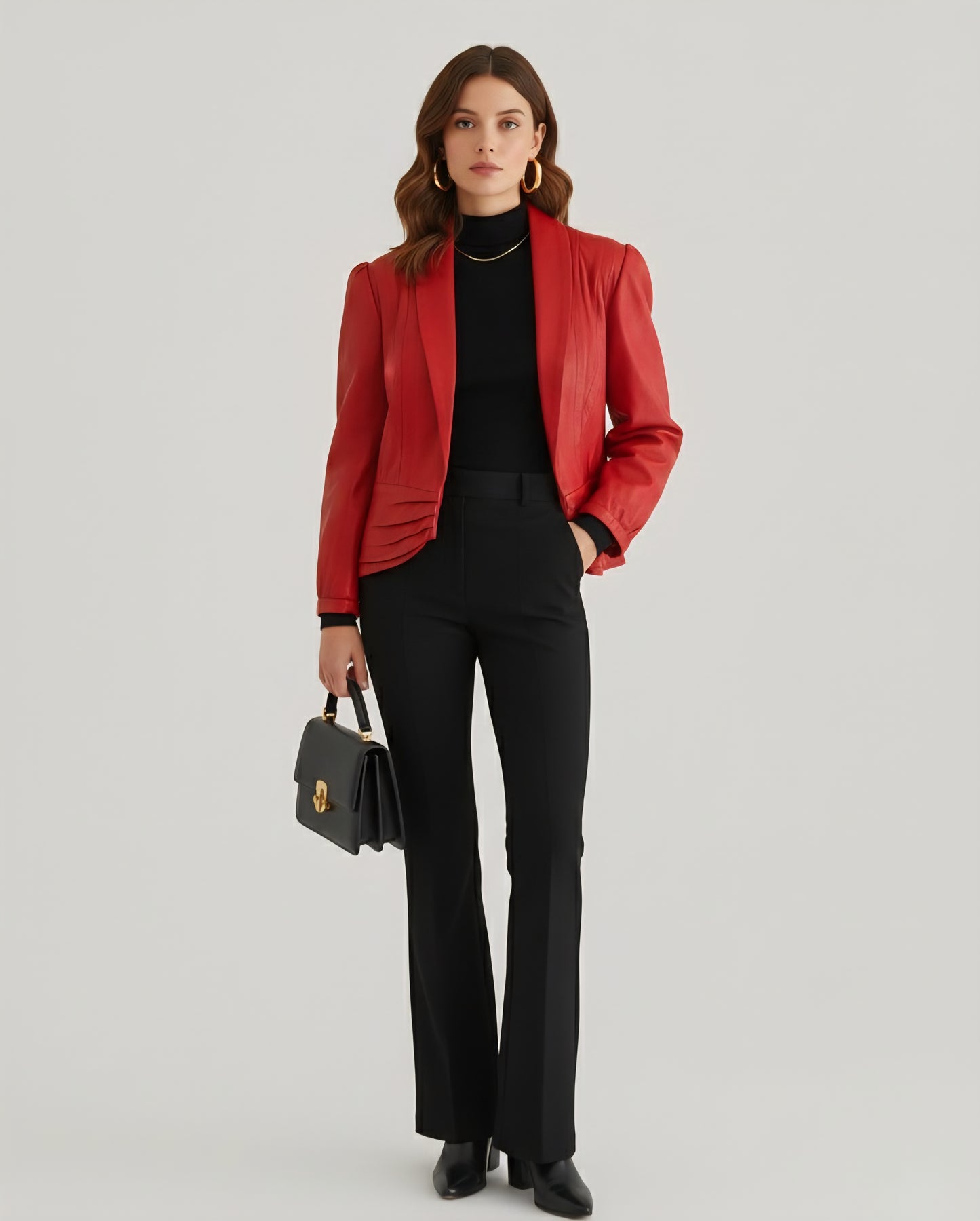 Veste Vintage Rouge en Cuir Élégance Audacieuse