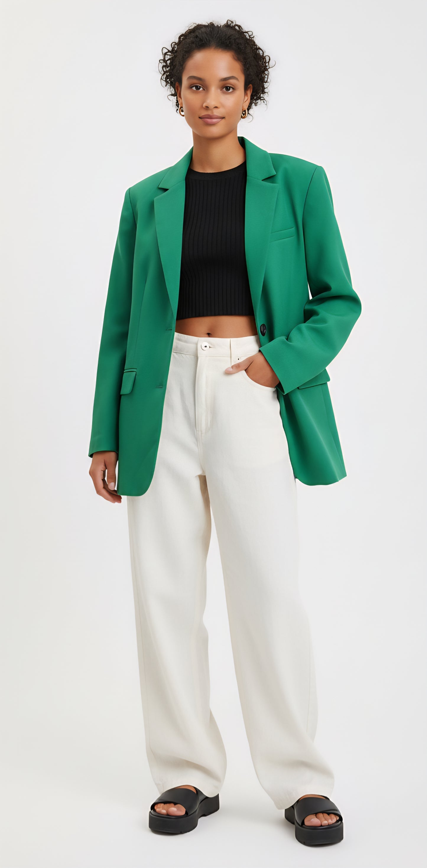 Veste Blazer Oversize Vert Émeraude - NA-KD